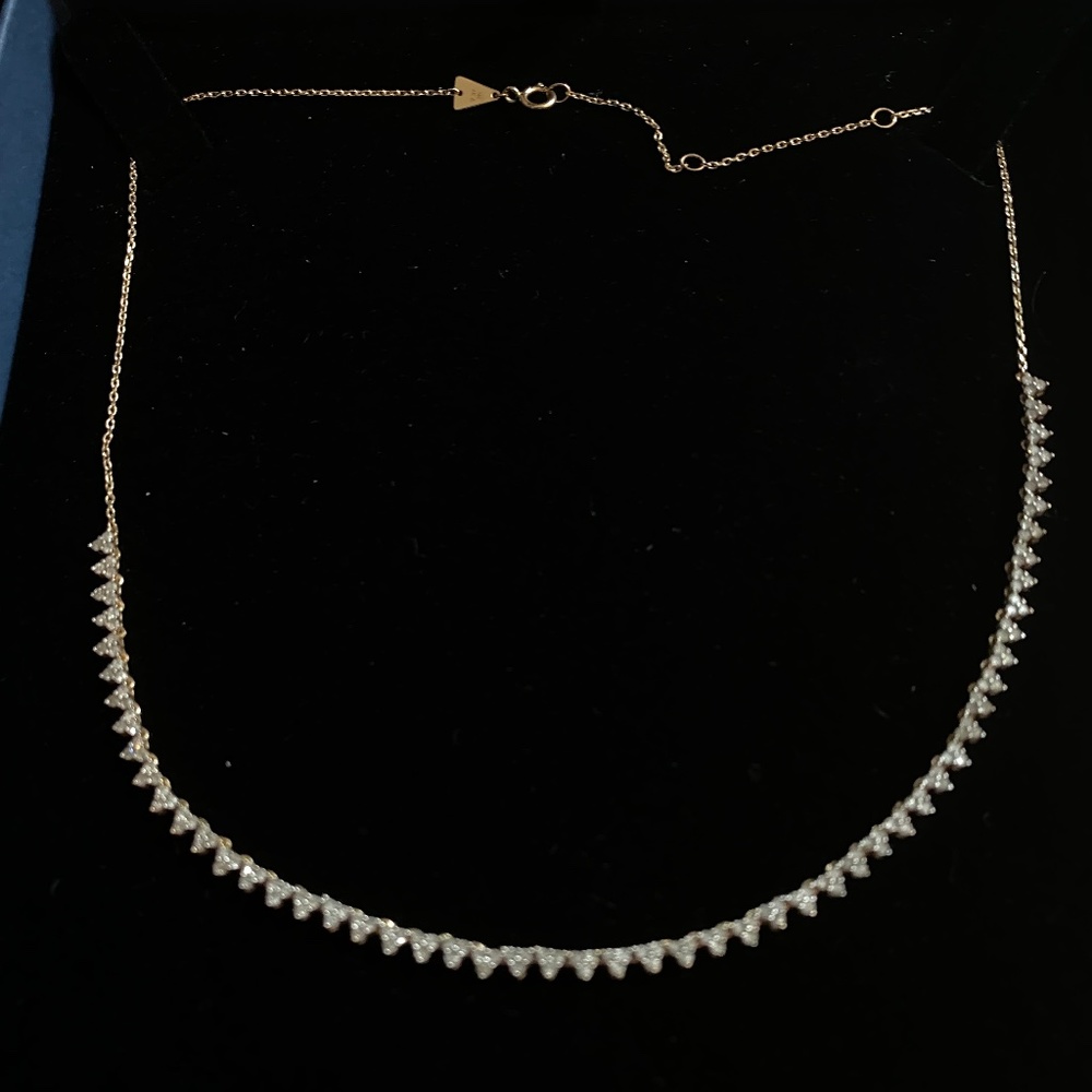 Adina Reyter Diamond Cluster Half Riviera Necklace--14k yellow gold